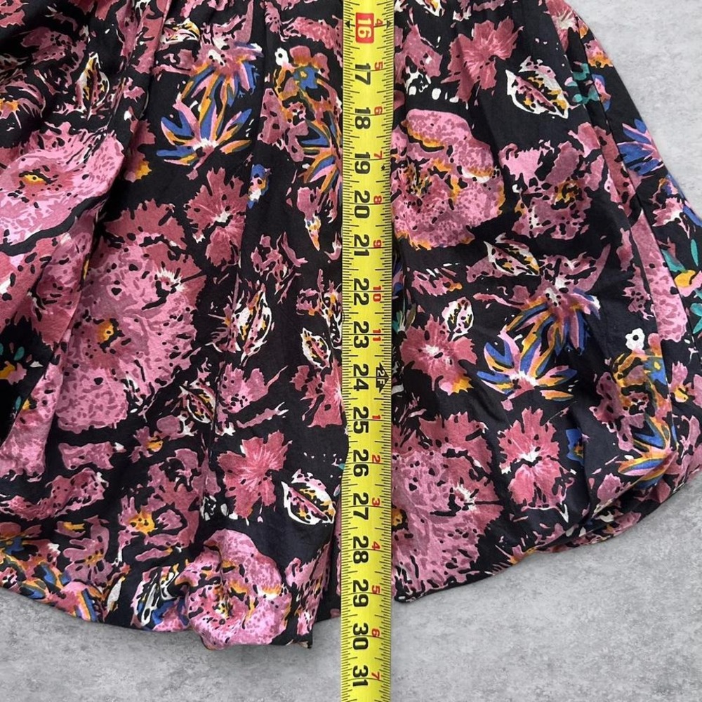 Cleobella Organic Cotton Floral Tie Shoulder Bubble Hem Mini Dress Black Pink - Picture 6 of 8